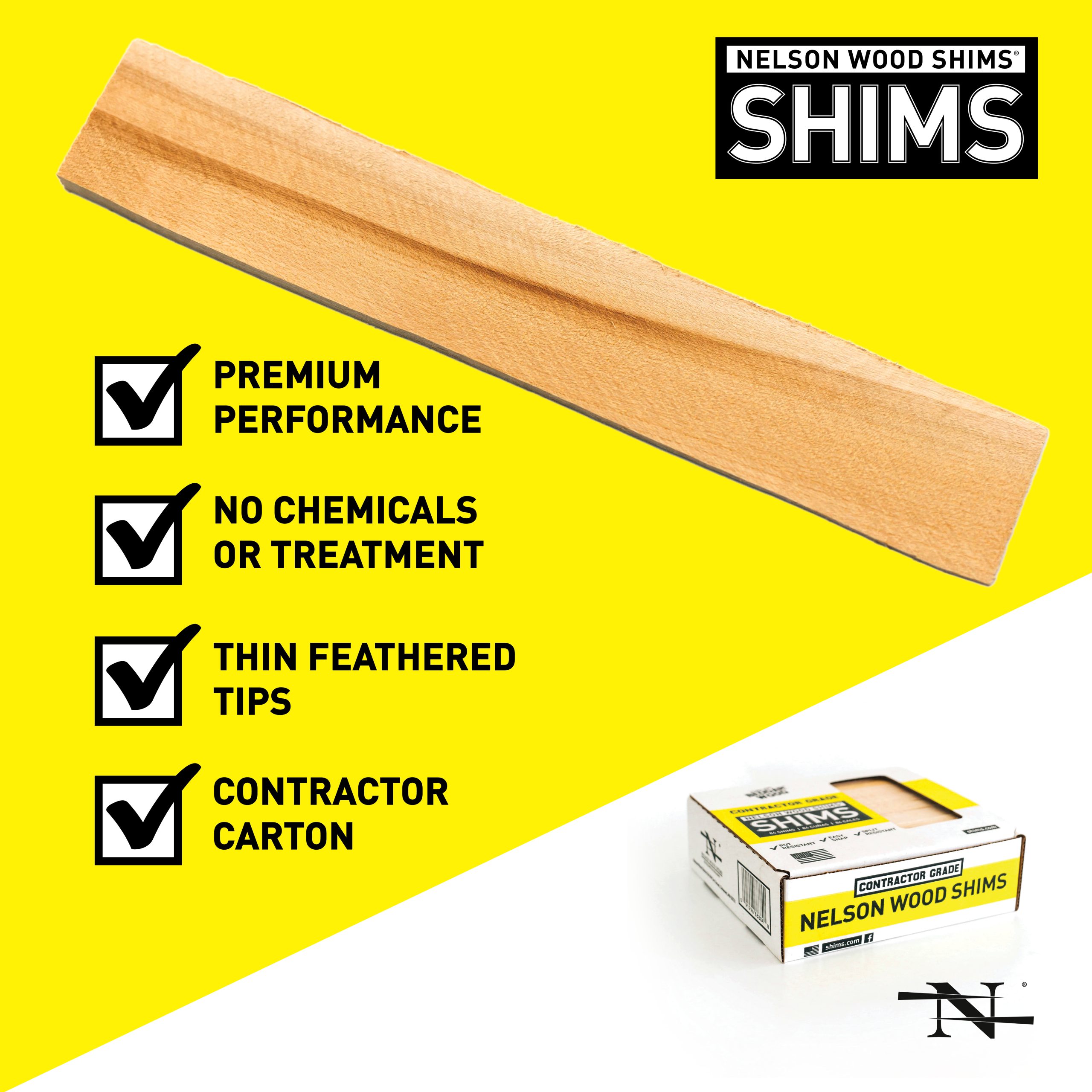 Nelson Wood Shims – Leveling Wedge Professional Contractor DIY Bulk Kit (42  Ct), Premium Beddar Wood for Performance, 100% Kiln Dried, Indoor/Outdoor