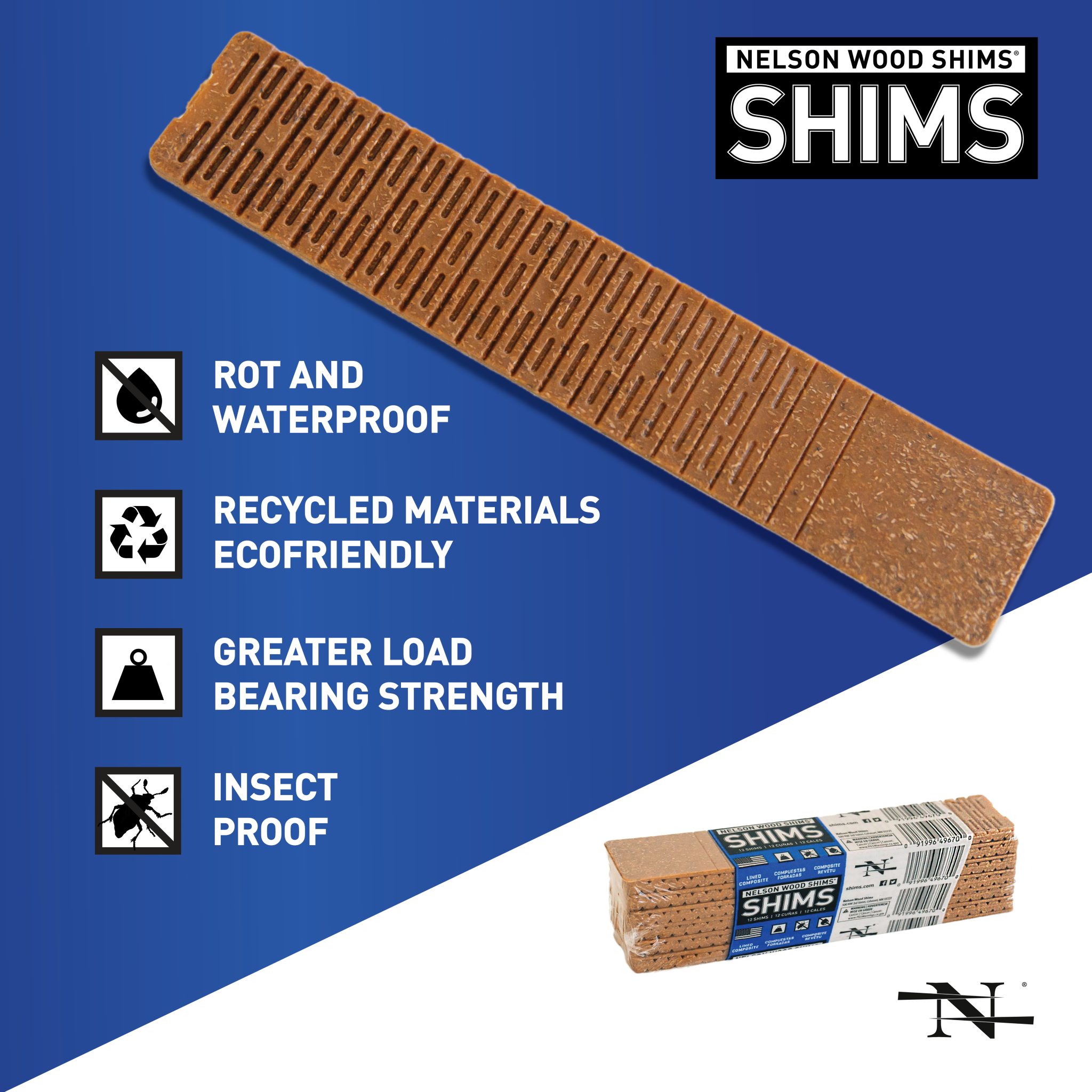 Lined Composite Bundle 8 Inch Composite Shims Nelson Wood Shims