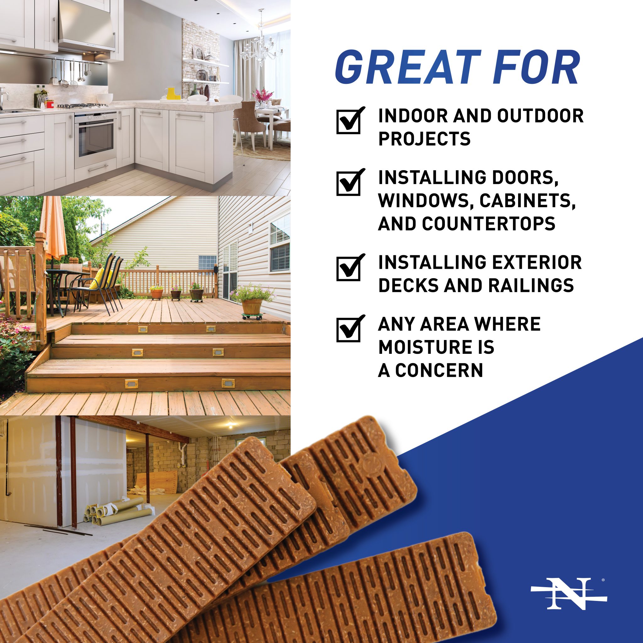 Lined Composite Bundle 8 Inch Composite Shims Nelson Wood Shims