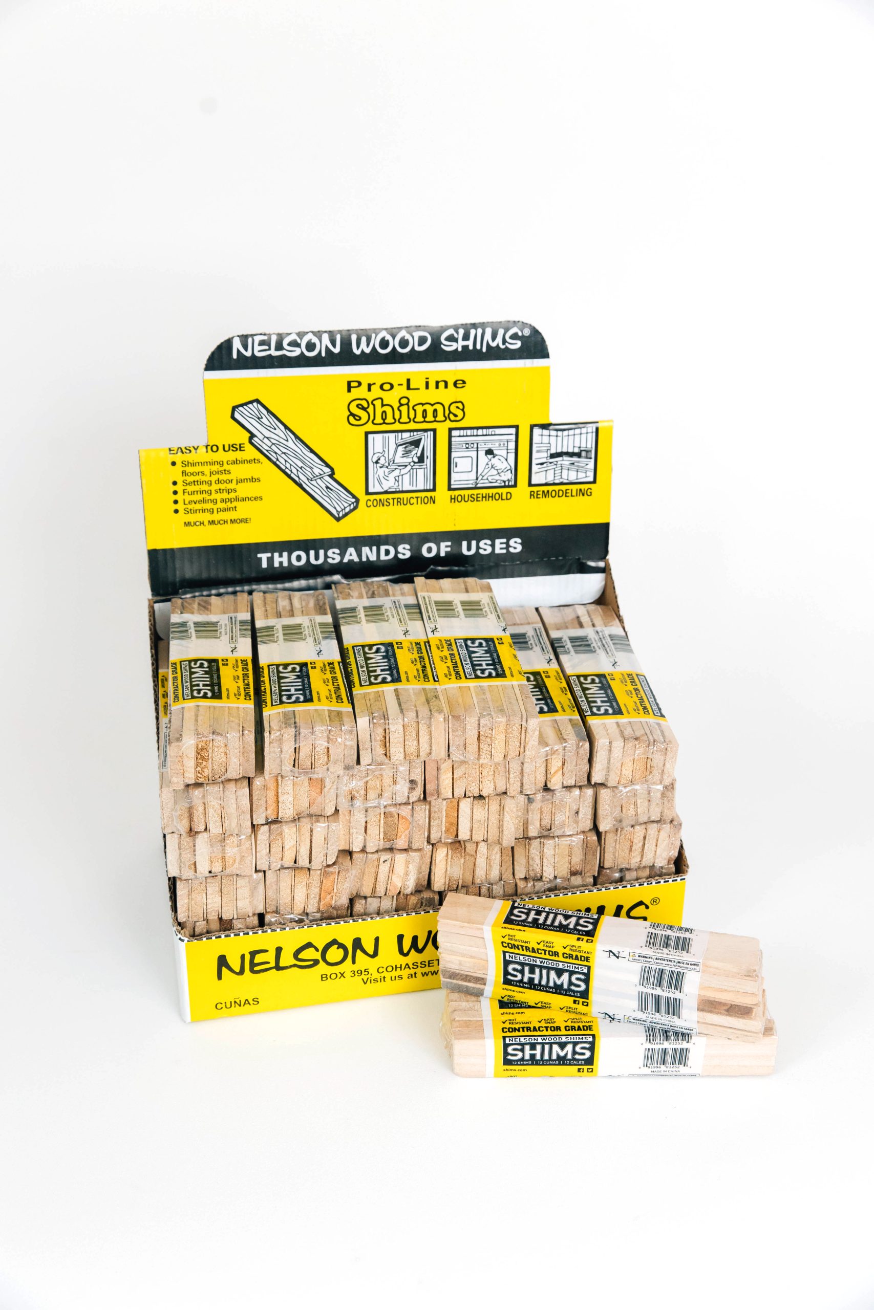 Nelson Wood Shims 8 in. Bulk Box of Pine Shims (224 Shims Per Box